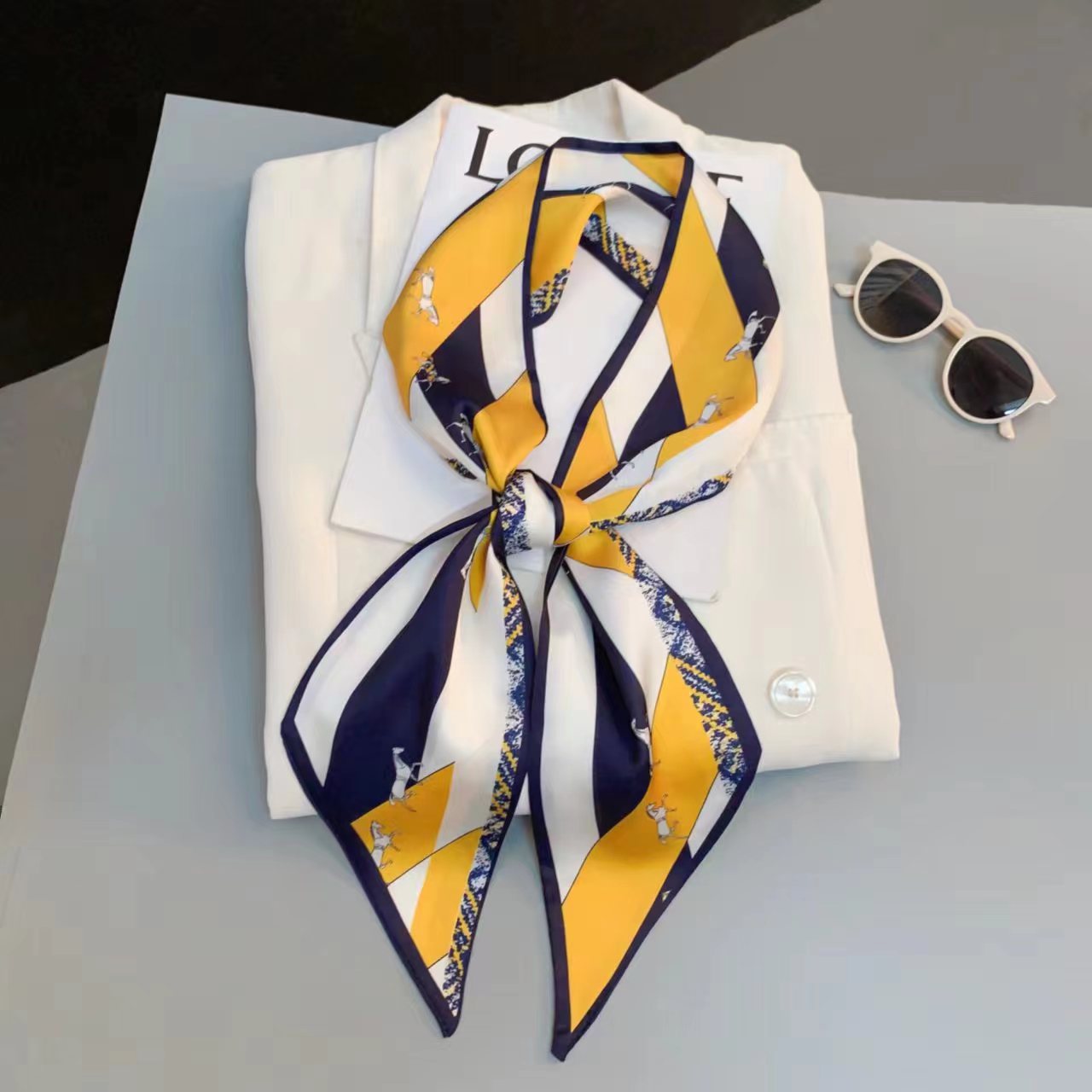 Luxury Design Long Silk Scarf  - Headband Summer Knit ulasan dan harga