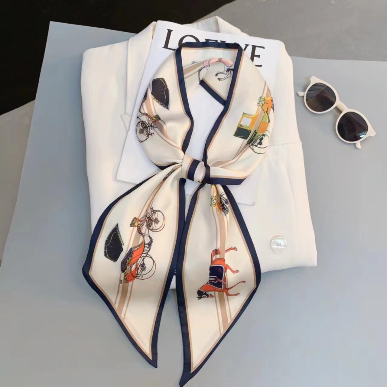 Luxury Design Long Silk Scarf  - Headband Summer Knit ulasan dan harga
