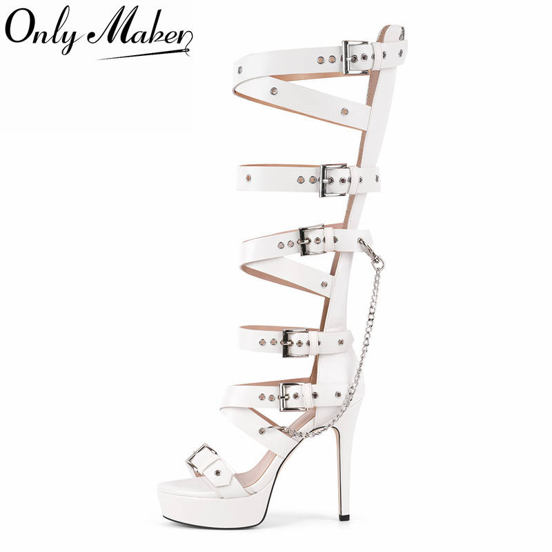Onlymaker Platform Knee High E - Sandal Strappy Heeled ulasan dan harga