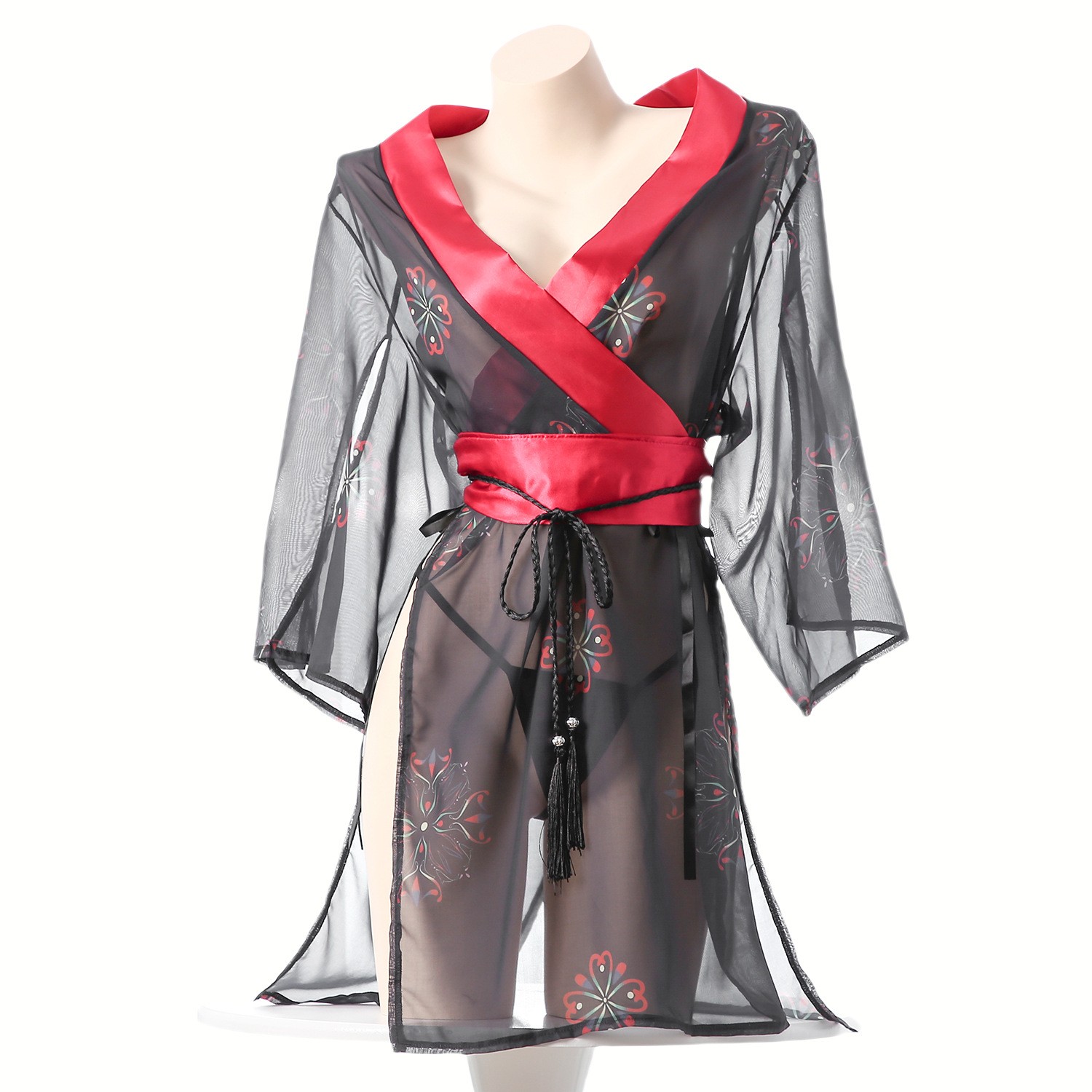 Women's Black Sheer Mesh Japan - Kimono Sheer Floral ulasan dan harga