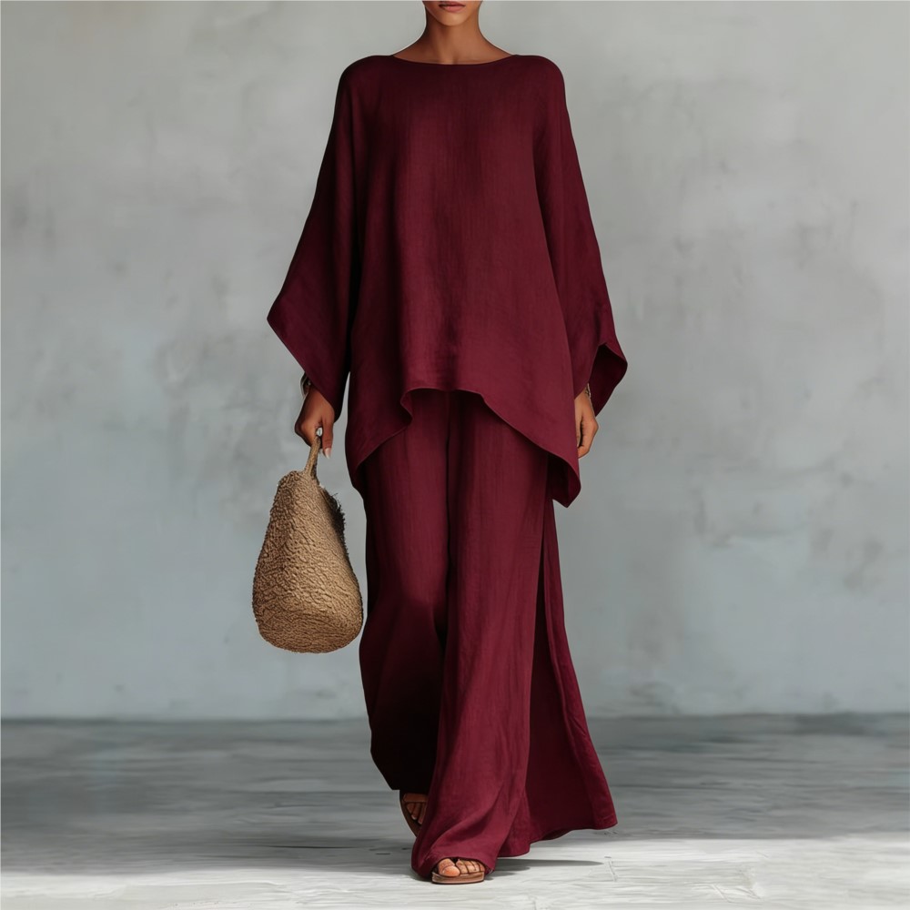 Fashion Linen Loose Long-sleev - Linen Pant Wide ulasan dan harga