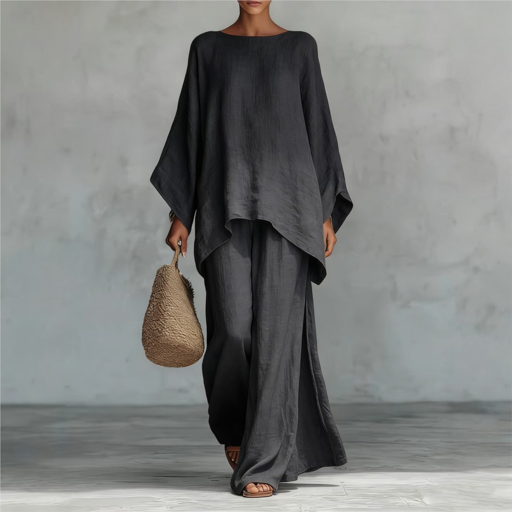 Fashion Linen Loose Long-sleev - Linen Pant Wide ulasan dan harga