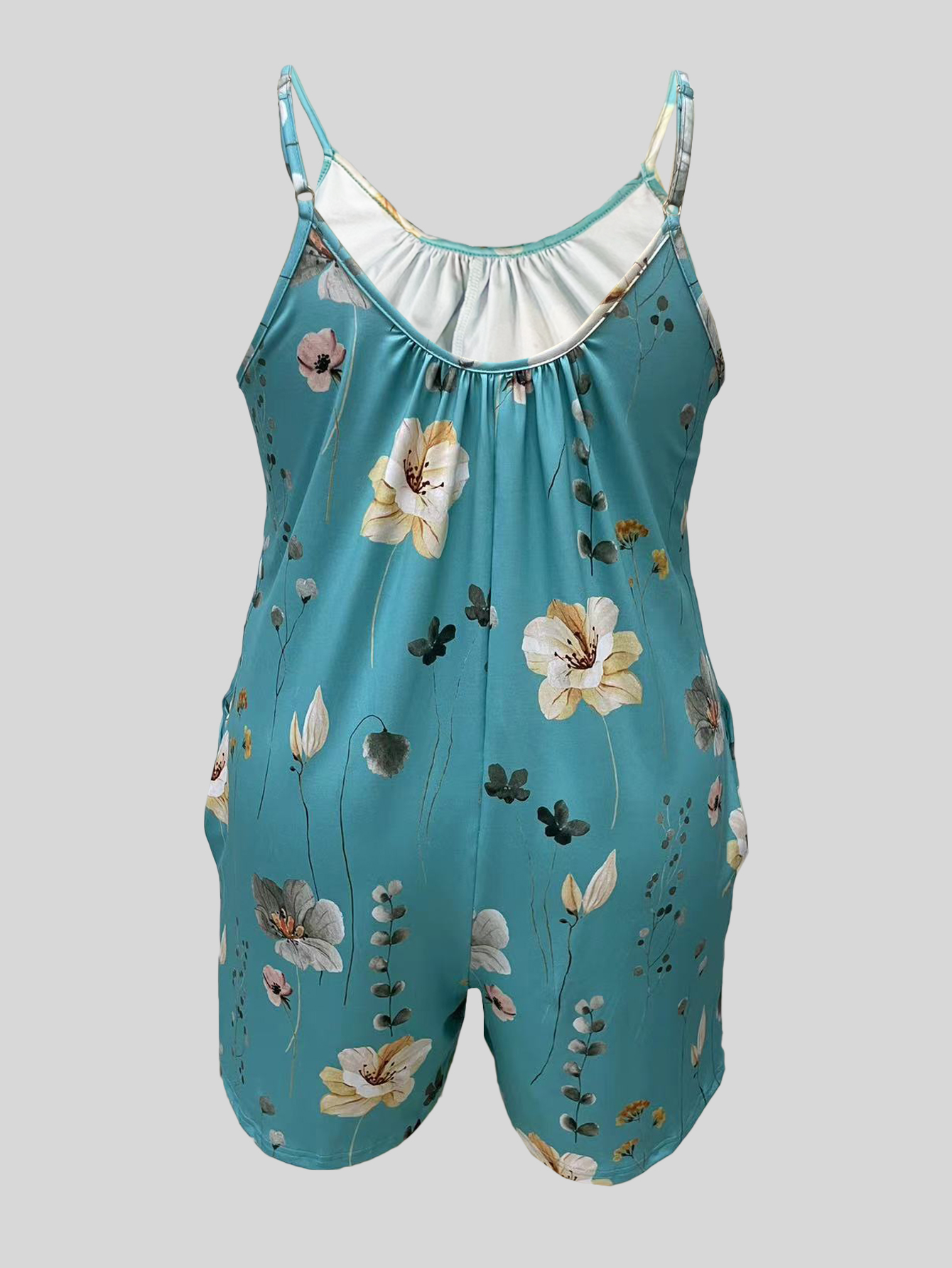 Plus Size Allover Print Cami R - Romper Floral Print ulasan dan harga