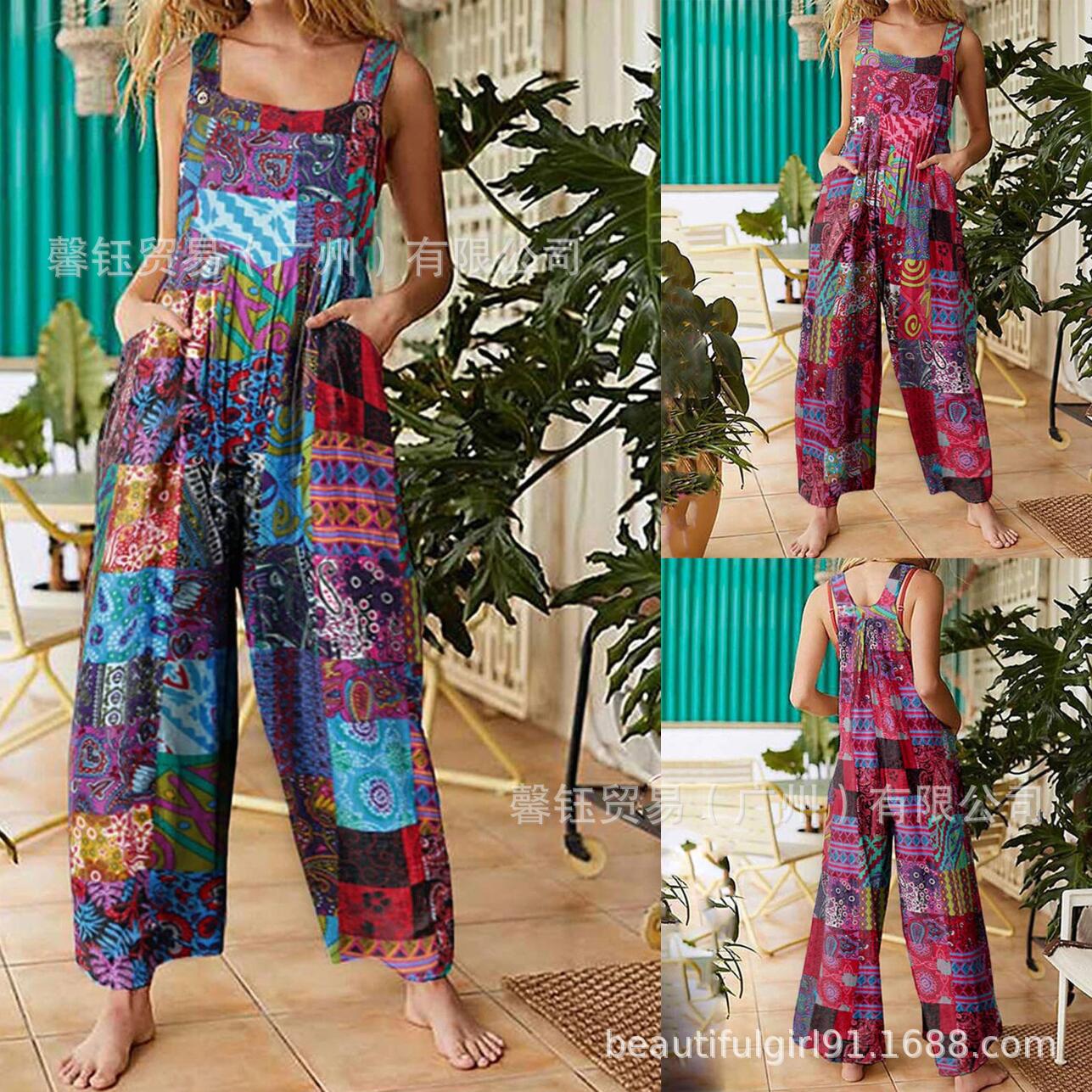 Bohemian Jumpsuit Tribal Patch - Jumpsuit Linen Relaxed ulasan dan harga