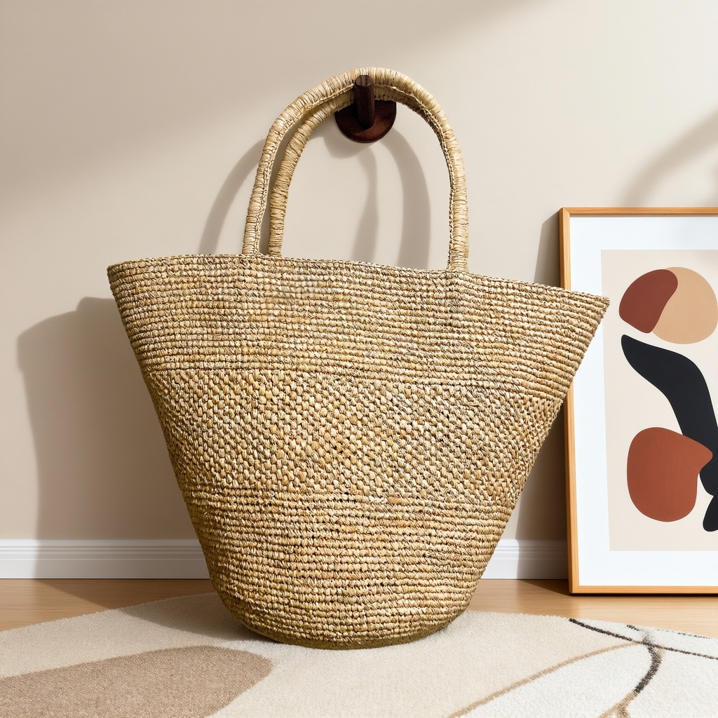 Large Capacity Raffia Straw Ba - Crochet Bag Raffia ulasan dan harga