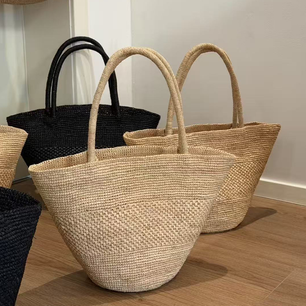 Large Capacity Raffia Straw Ba - Crochet Bag Raffia ulasan dan harga