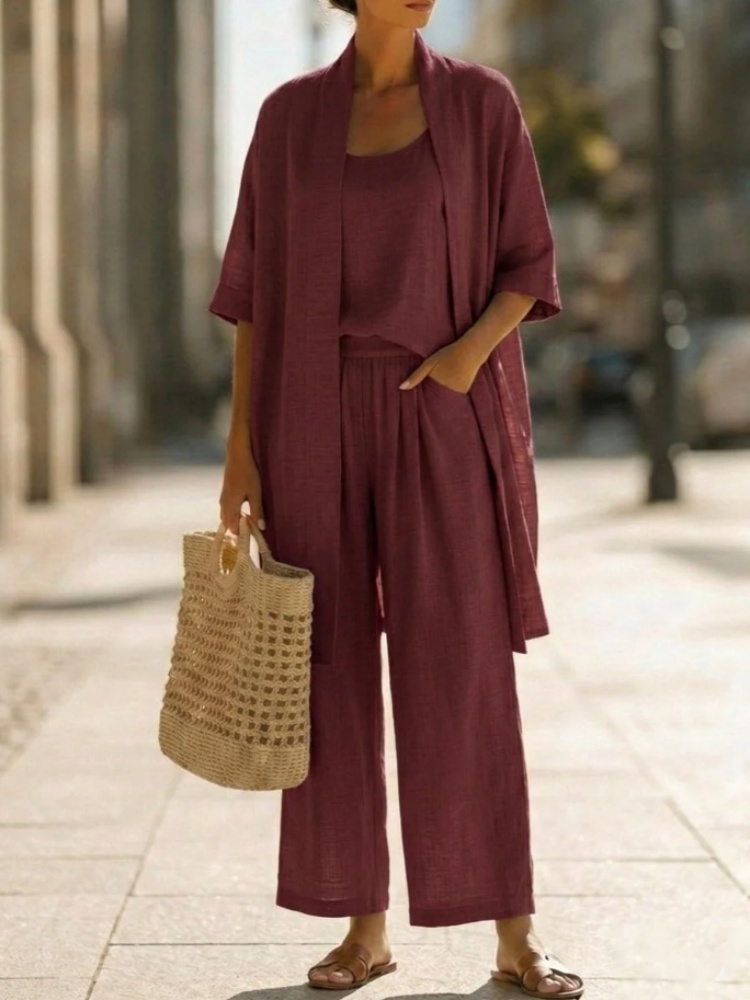 Casual Solid Cotton Linen Loos - Linen Pant Wide ulasan dan harga