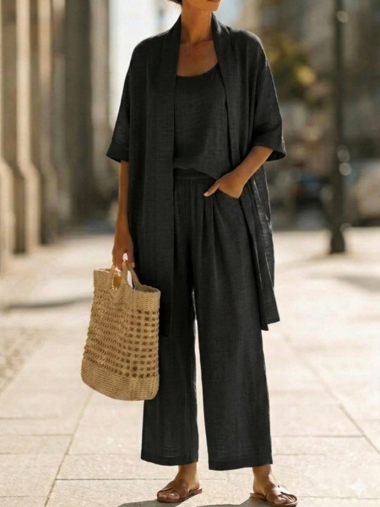 Casual Solid Cotton Linen Loos - Linen Pant Wide ulasan dan harga