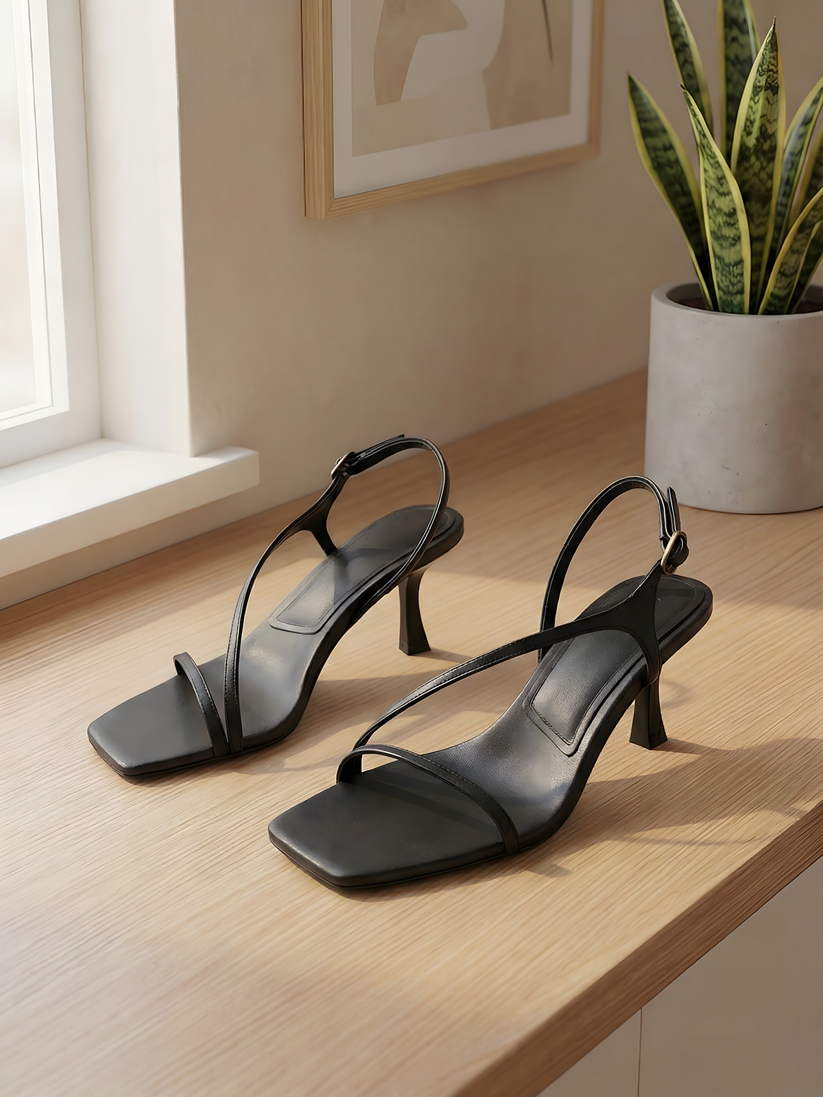 Elegant Genuine Leather Strapp - Sandal Strappy Heeled ulasan dan harga