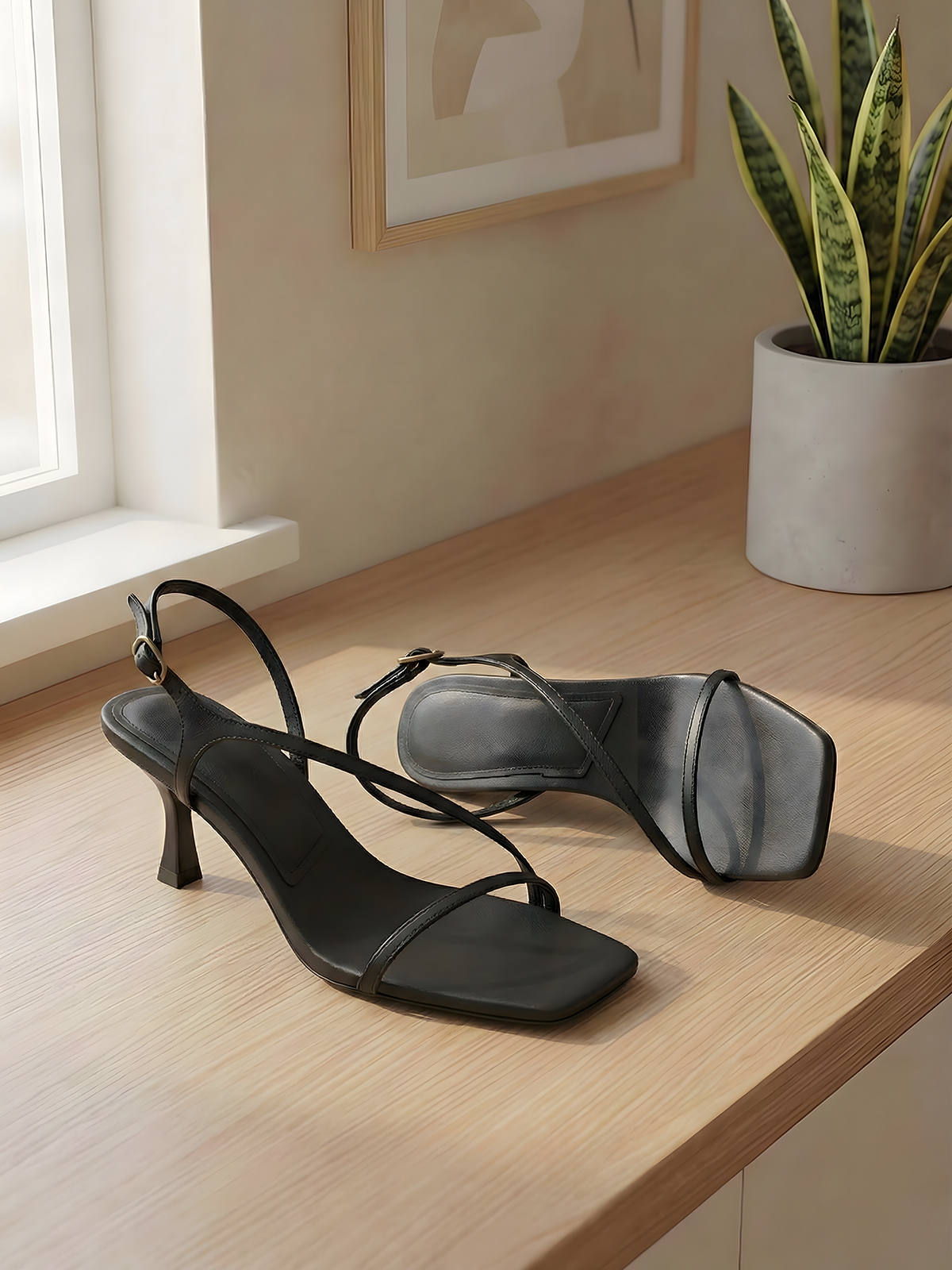 Elegant Genuine Leather Strapp - Sandal Strappy Heeled ulasan dan harga