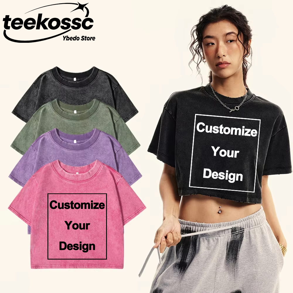 Y2k Custom Solid Washed T-Shir - Crop Top Crochet ulasan dan harga