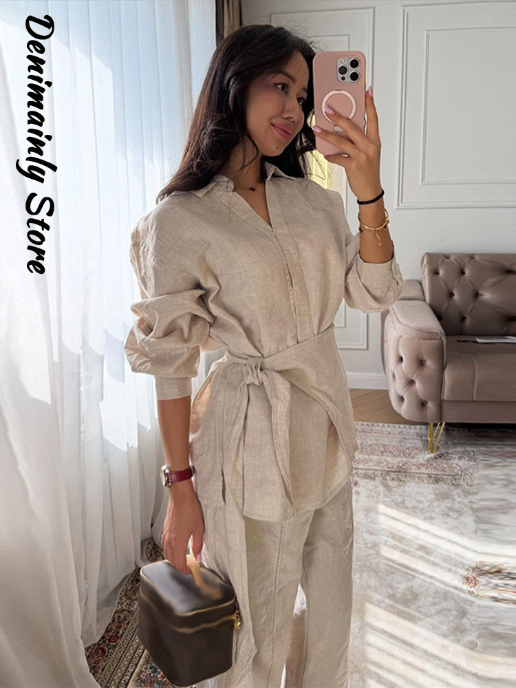 Casual Women's Linen Pants Set - Linen Pant Wide ulasan dan harga