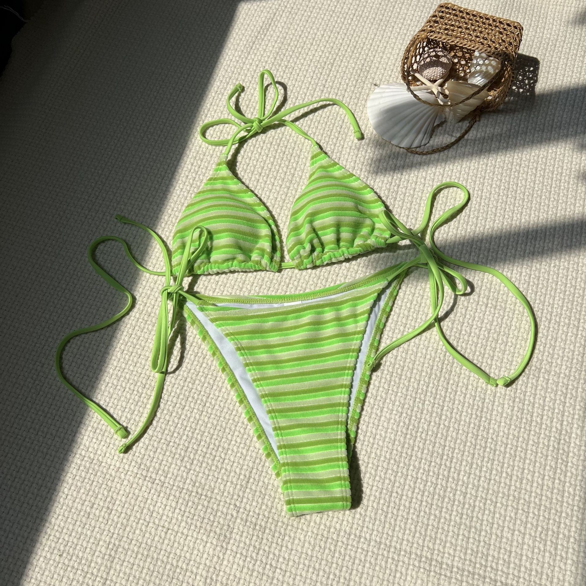Hot Lingerie Bikini Triangle T - Swimsuit Bikini Ruched ulasan dan harga