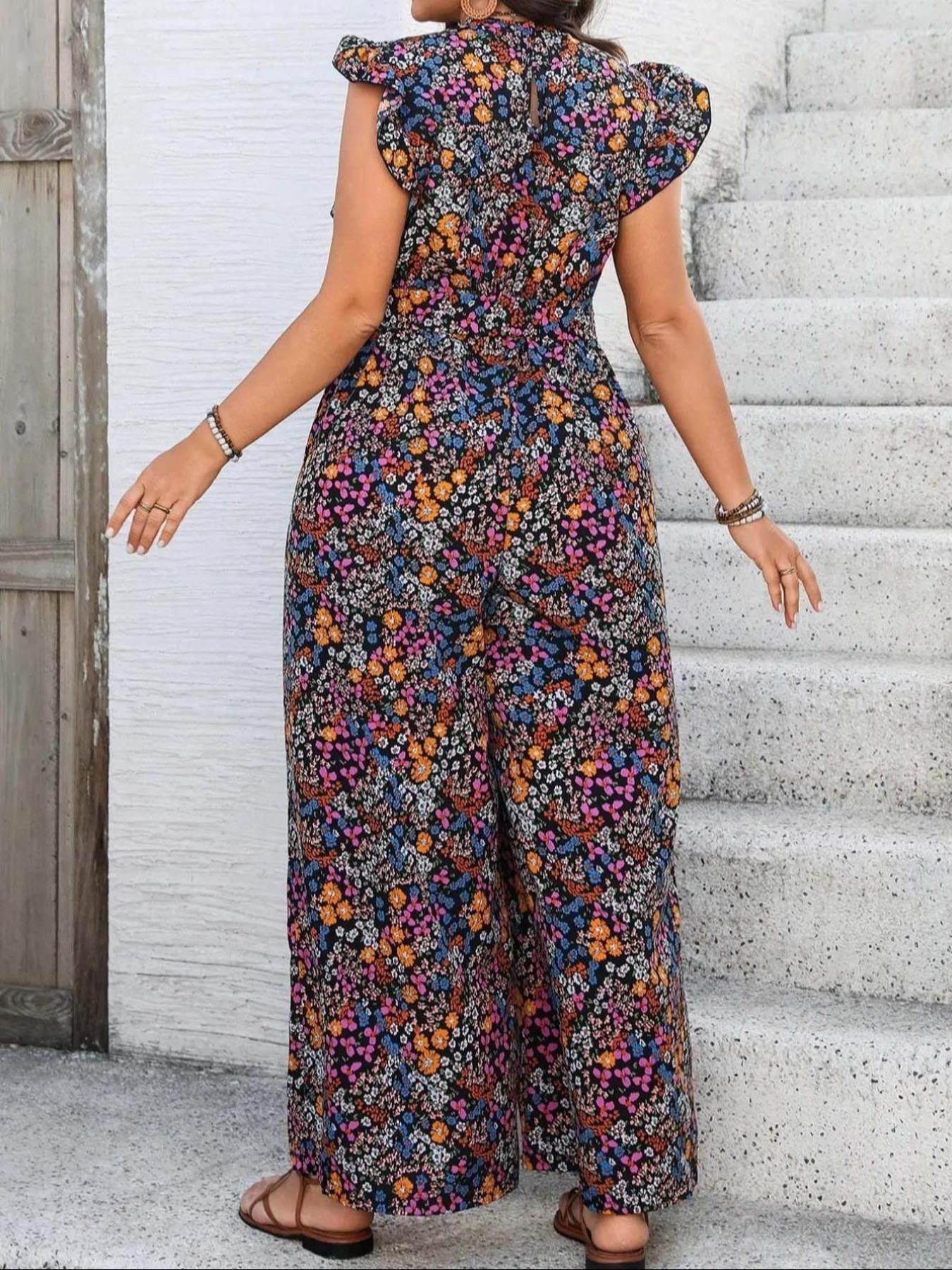 【Plus Size】 Floral Print Tie S - Romper Floral Print ulasan dan harga