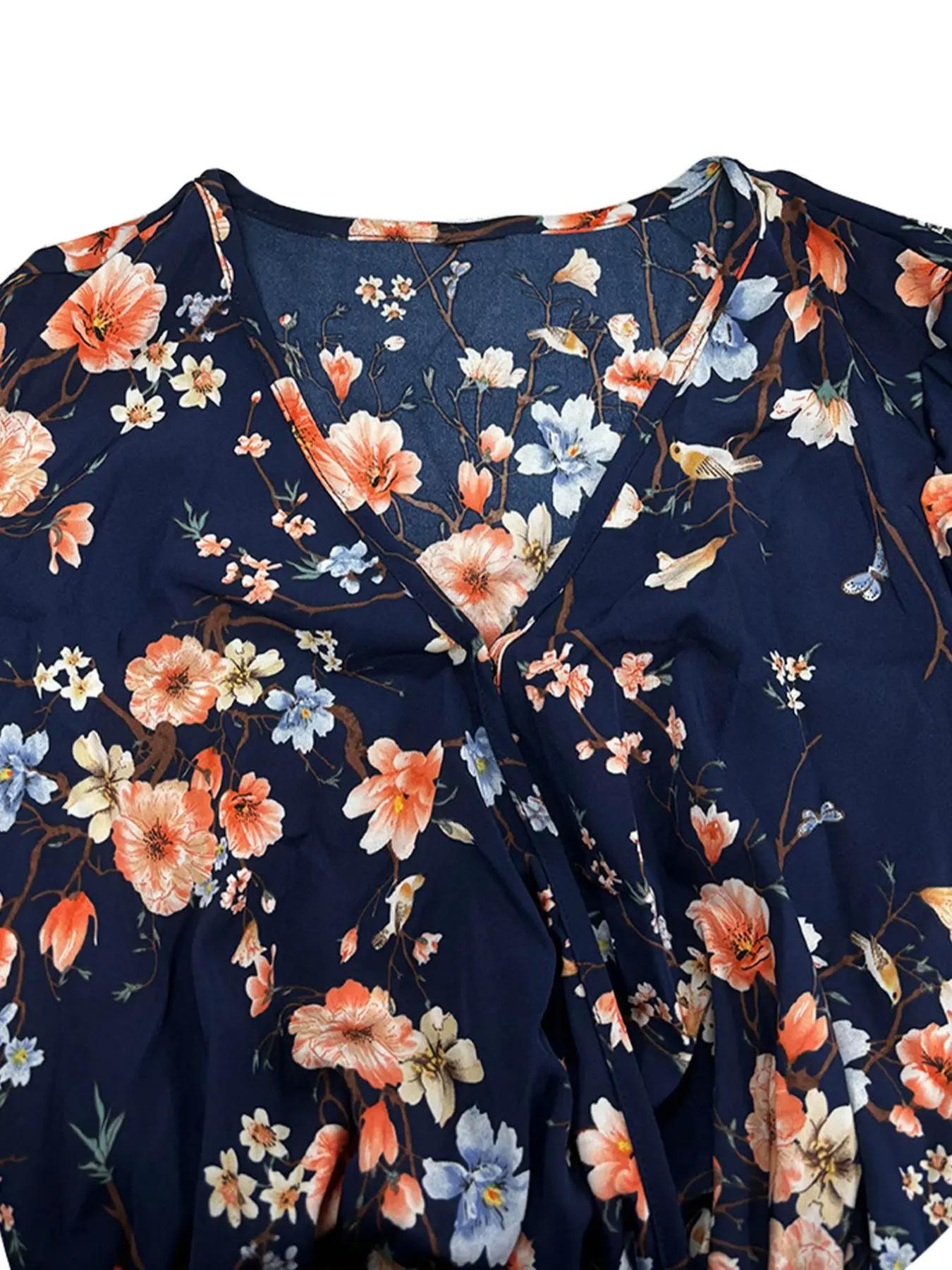 【Plus Size】 Floral Print Tie S - Romper Floral Print ulasan dan harga