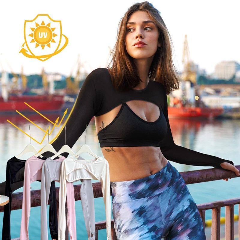 Modal Ice Silk Arm Sleeves Ult - Crop Top Crochet ulasan dan harga
