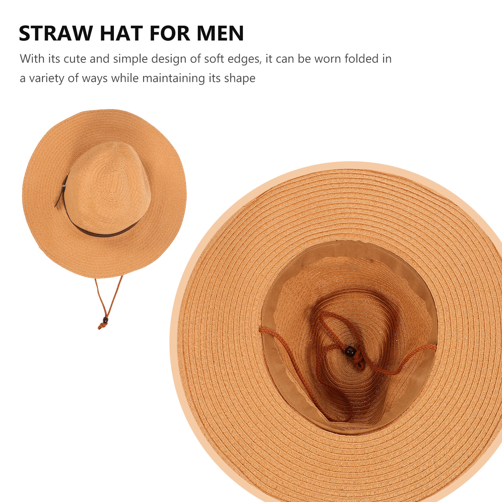 Men Wide Brim Straw Sun Hat Kh - Hat Floppy Wide ulasan dan harga