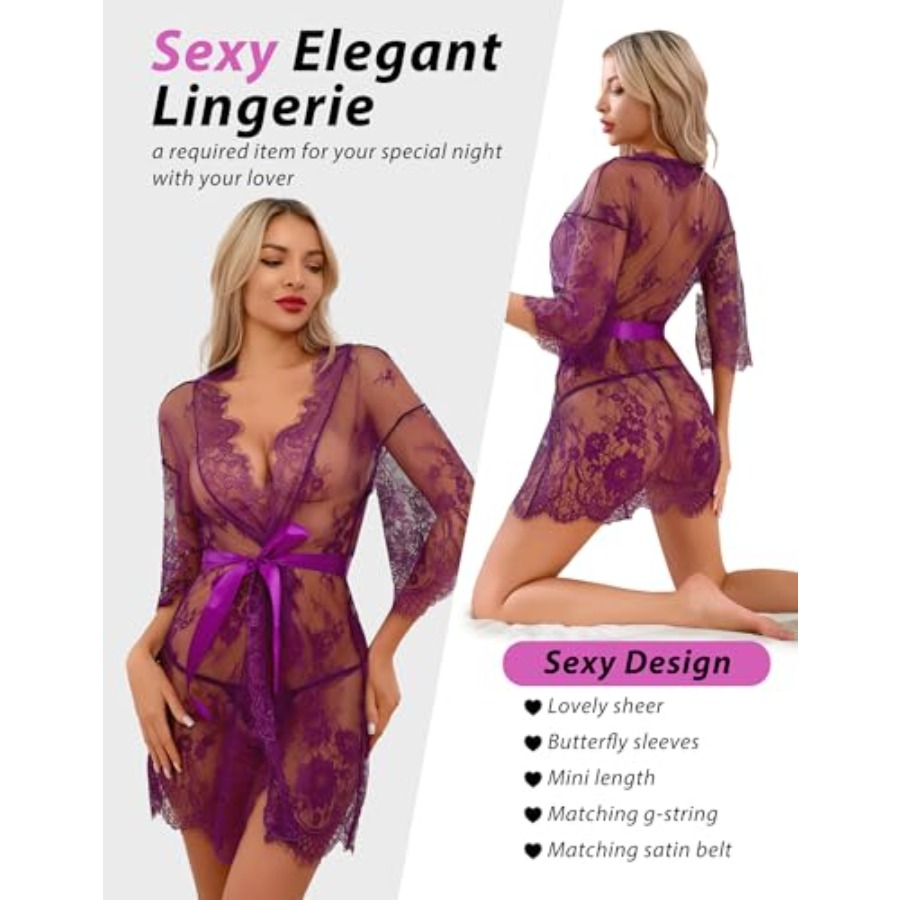 Narcisse Women's Floral Lace K - Kimono Sheer Floral ulasan dan harga