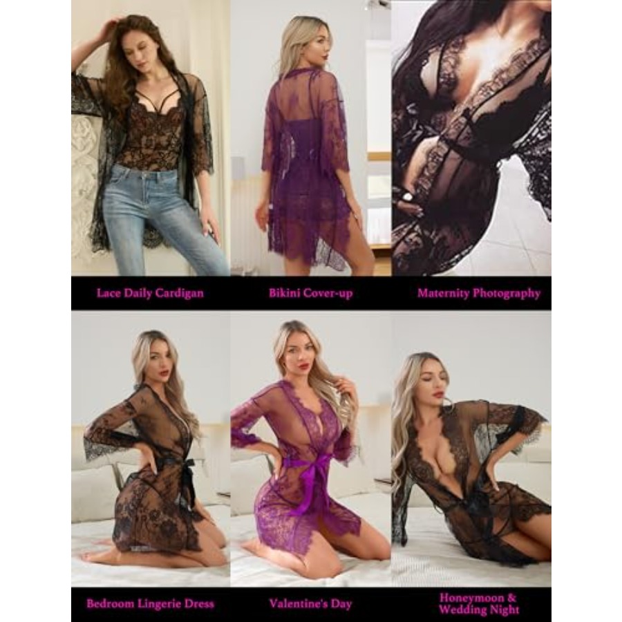 Narcisse Women's Floral Lace K - Kimono Sheer Floral ulasan dan harga