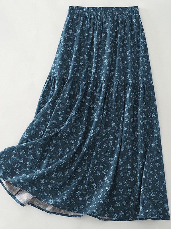 High Waist Floral Print Midi S - Midi Skirt Floral ulasan dan harga