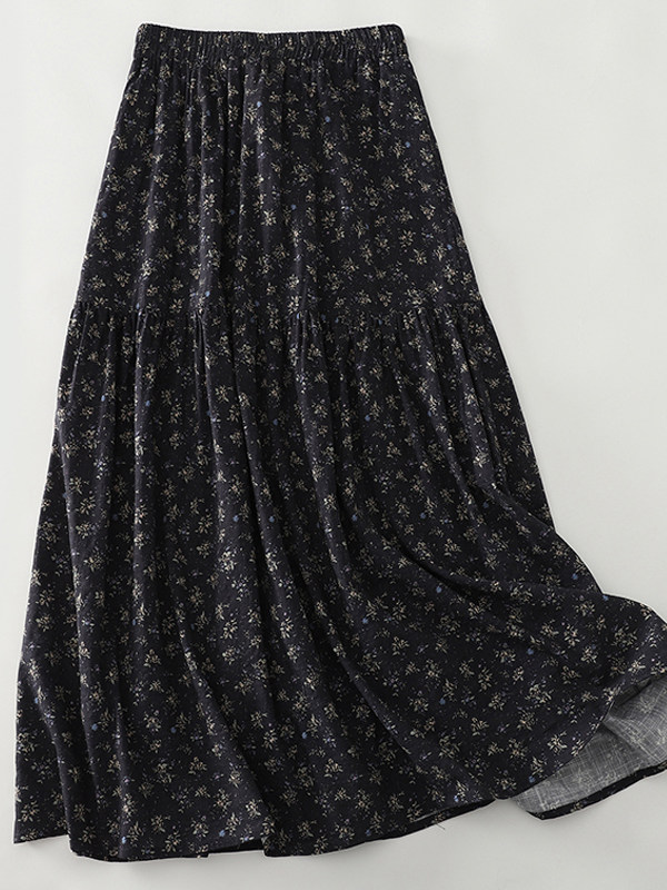 High Waist Floral Print Midi S - Midi Skirt Floral ulasan dan harga